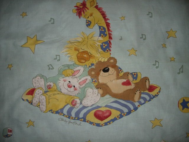 Image 1 of Suzy's Zoo Giraffe Bunny Bear Crib fabric Panel to sew 