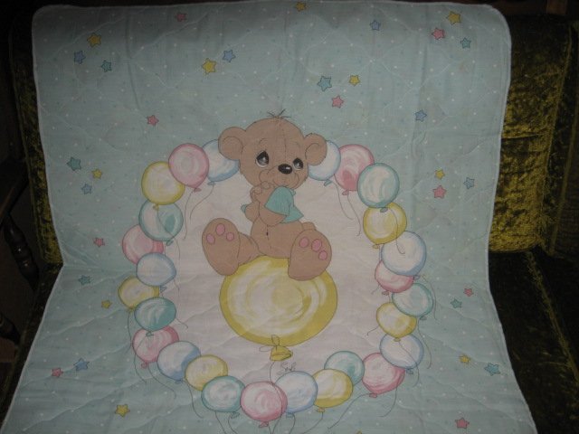 Image 0 of Boy Teddy Bear Precious Moments baby crib Quilt 