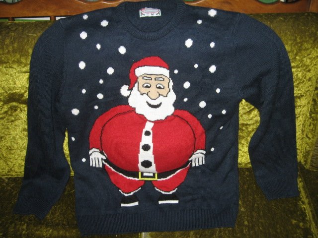 Santa big belly stuffed sweater size medium like new