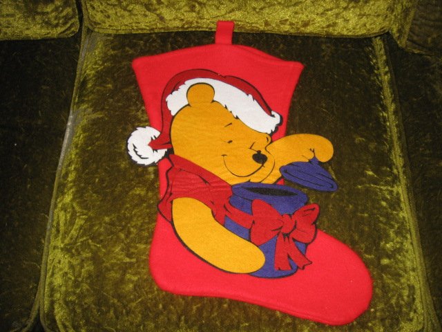 Winnie the Pooh 18 inch felt Christmas stocking with hanger