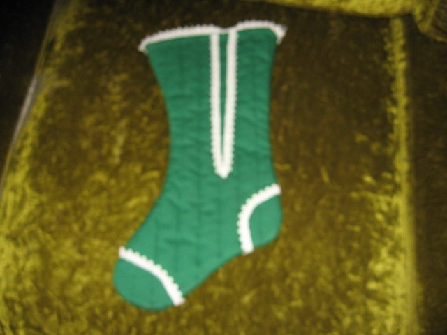 Image 0 of Victorian laced boot style  Christmas quilted 14 inch stocking 