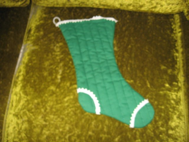Image 1 of Victorian laced boot style  Christmas quilted 14 inch stocking 