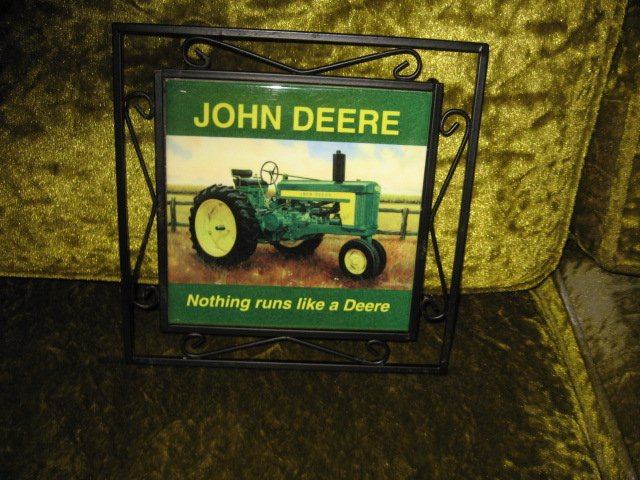 John Deere ceramic trivet 