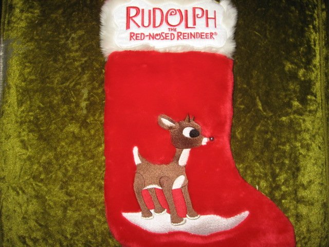 Rudolph red nosed reindeer musical 17 inch plush Christmas stocking