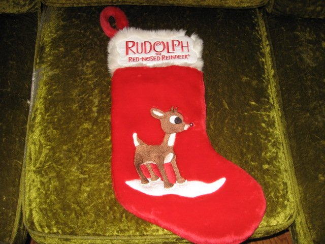 Image 2 of Rudolph red nosed reindeer musical 17 inch plush Christmas stocking