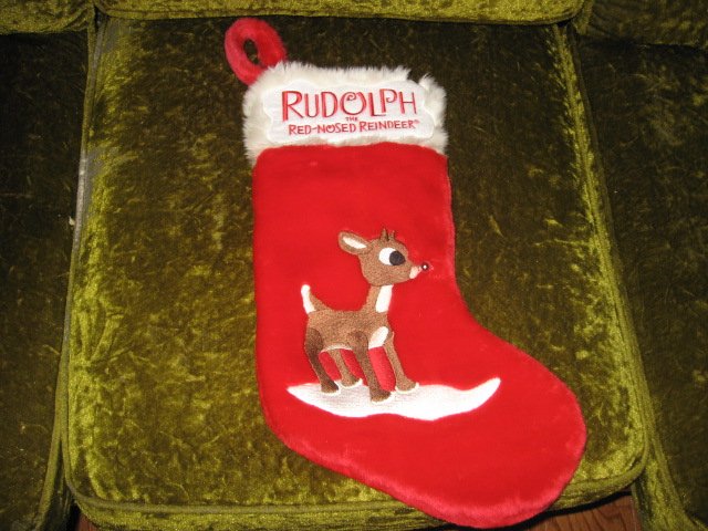 Image 3 of Rudolph red nosed reindeer musical 17 inch plush Christmas stocking
