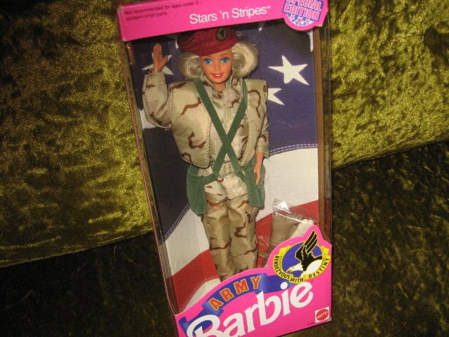 Image 0 of Army Stars Stripes Barbie doll with accessories 11 inch new in box