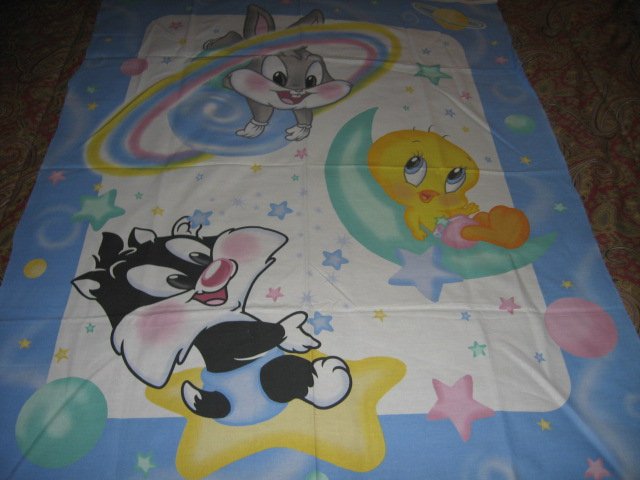 Image 0 of Tweety Bugs Sylvester baby Looney Tunes cotton fabric crib or wall panel to sew 