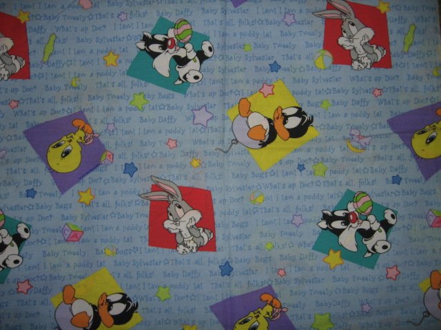 Image 0 of Looney Tunes Tweety Bugs Sylvester Daffy baby cotton fabric 