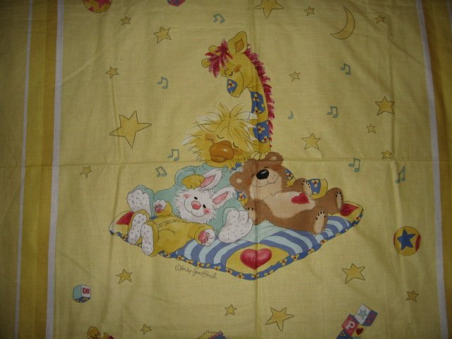 Image 1 of Crib Yellow  Fabric panel Licensed Suzy's Zoo Witzy Duck and Friend to sew RARE!