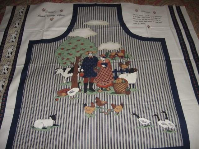 French country vintage farm animal apron cotton fabric panel to sew 