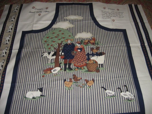 Image 0 of French country vintage farm animal apron cotton fabric panel to sew 