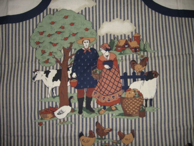 Image 1 of French country vintage farm animal apron cotton fabric panel to sew 