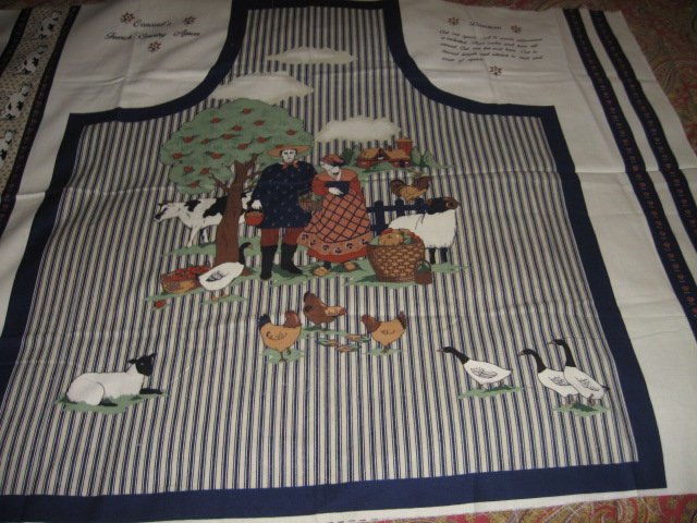 Image 2 of French country vintage farm animal apron cotton fabric panel to sew 