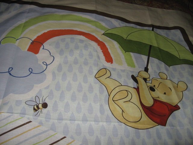 Disney Piglet Tigger Pooh umbrella cotton fabric windy day wall panel to Sew