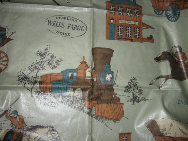 Image 2 of Wells Fargo stagecoach oilcloth fabric  