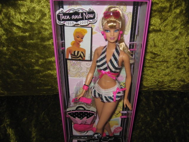 Image 1 of Bathing Suit Barbie Then and Now doll new in box rare