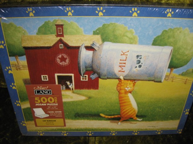 Image 1 of Cat Burglar 500 pc sealed Puzzle Ned Young artist new 18 by 24