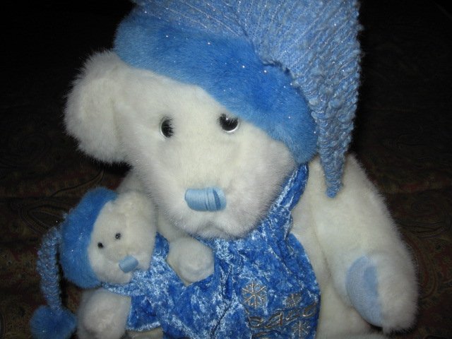 Image 2 of bear doll with baby bear Christmas peace love joy 14 inch 2001