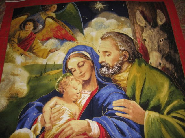 Image 3 of Jesus Nativity artist Laurie Cook Christmas Wall Fabric Panel to sew 