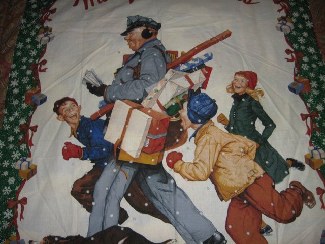 Image 0 of Norman Rockwell Postman Presents Christmas  wall panel to sew /