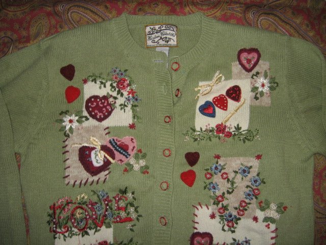 Valentine Heirloom Collectible  large knitted women sweater