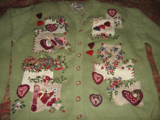 Image 1 of Valentine Heirloom Collectible  large knitted women sweater