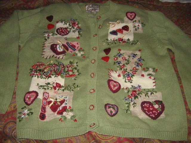 Image 2 of Valentine Heirloom Collectible  large knitted women sweater
