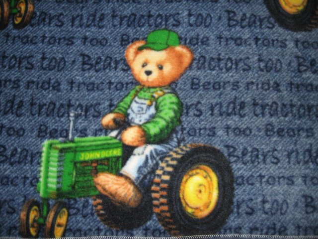 Image 0 of John Deere teddy tractor fleece blanket baby or for toddler 30 by 36 inch 