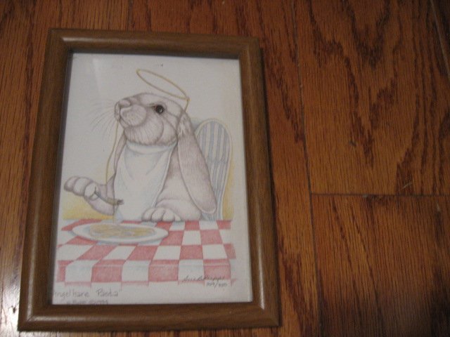 Image 1 of Angel Hare Pasta bunny rabbit pen and ink artwork Sue Rupp