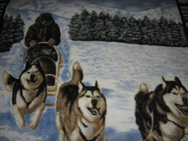 Image 2 of Husky dogs dogsled winter  Fleece blanket Antipill handmade