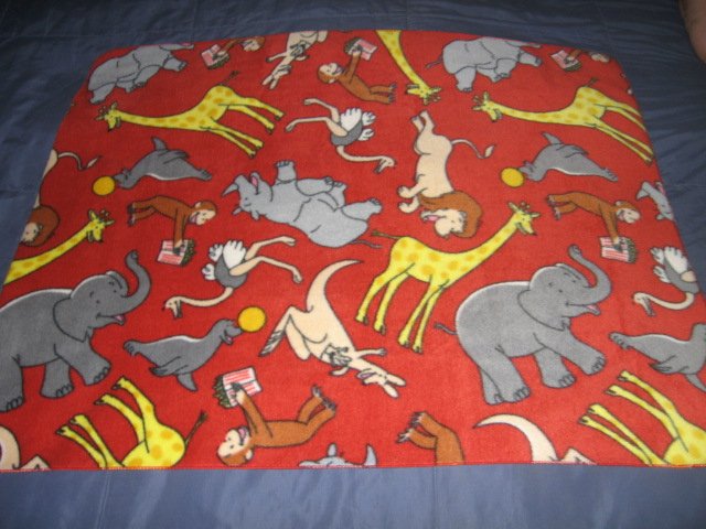 Curious George zoo popcorn hippo elephant  fleece child blanket 