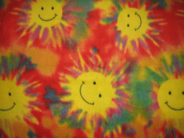 Smiley Face Sun Child bed size handmade fleece blanket 48X60