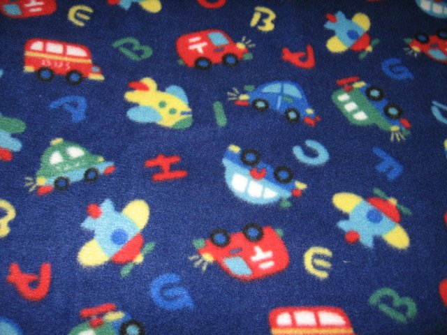 Alphabet cars planes large fleece blanket   