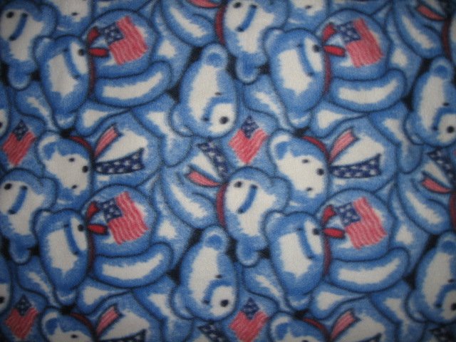 Patriotic Teddy fleece  blanket  28X36  Handmade Rare