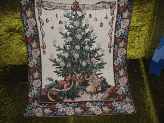 Victorian Christmas Wall Hanging Tapastry 26 inch by 36 inch
