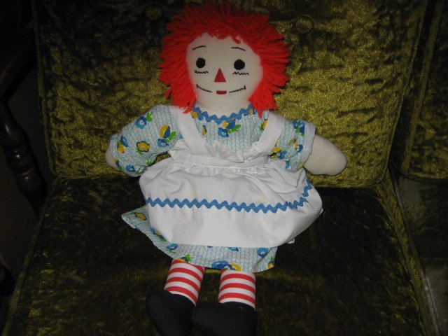 Image 0 of Raggedy Ann doll soft dress apron yarn hair 18 inch