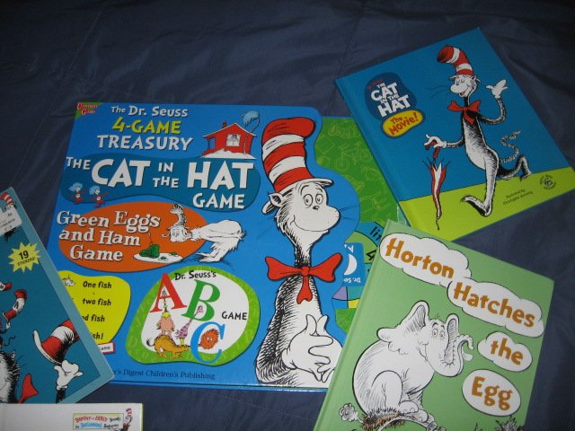 Image 1 of Dr Seuss 4 Game Treasury and 4 other books and stickers