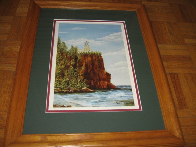 Image 1 of Split Rock Lighthouse Beaver Bay MN signed print w/frame