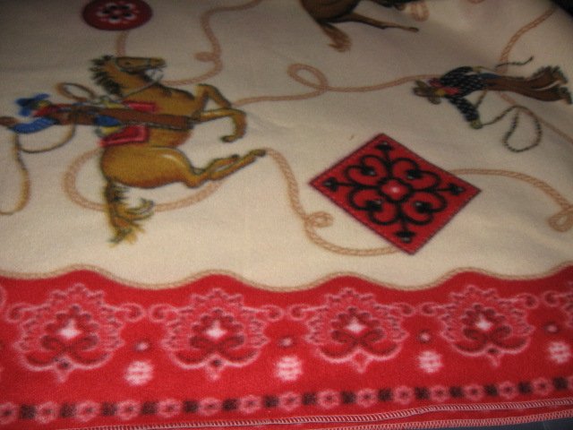 Image 1 of Horse lasso bronco boy western cowboy Fleece blanket throw