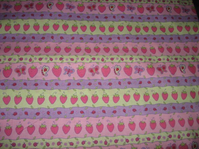 Image 0 of Strawberry Shortcake colorful rows cotton Fabric by the yard