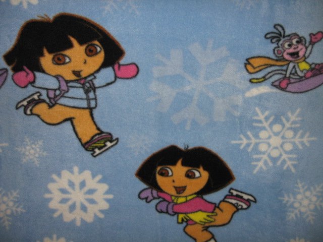 Image 0 of Dora and monkey blue child blanket Handmade with licensed fleece