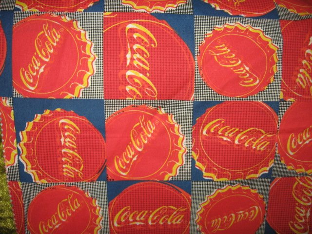 Coca-Cola bottle caps squares logo fabric one piece  RARE