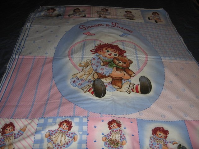 Raggedy Ann Crib Quilt throw Licensed fabric panel to sew