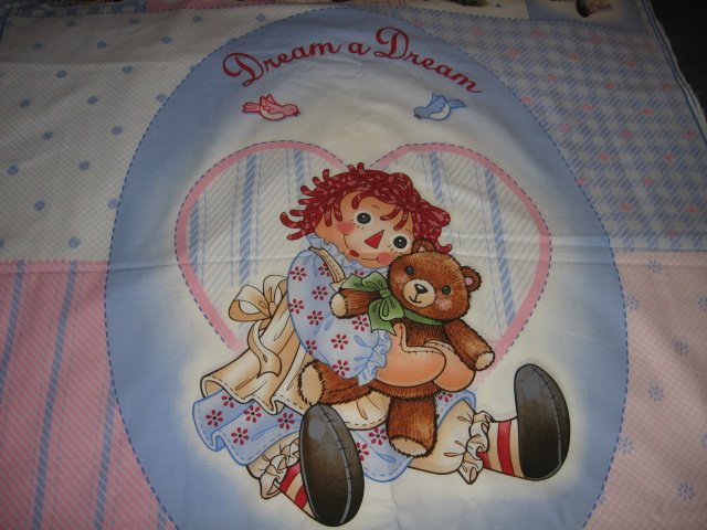 Image 1 of Raggedy Ann Crib Quilt throw Licensed fabric panel to sew