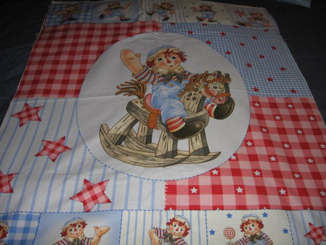 Image 0 of Raggedy Andy Crib Quilt throw Licensed fabric panel to sew