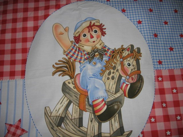 Image 1 of Raggedy Andy Crib Quilt throw Licensed fabric panel to sew