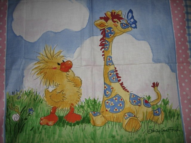 Image 1 of Suzy's Zoo Witzy Giraffe Sunny Day Crib Quilt Licensed fabric wall panel to sew