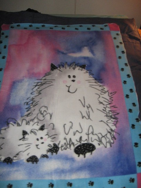 Image 0 of Cat Fleece Blanket Double Bed size RARE 60 inches by 88 inches 