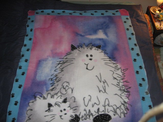 Image 2 of Cat Fleece Blanket Double Bed size RARE 60 inches by 88 inches 